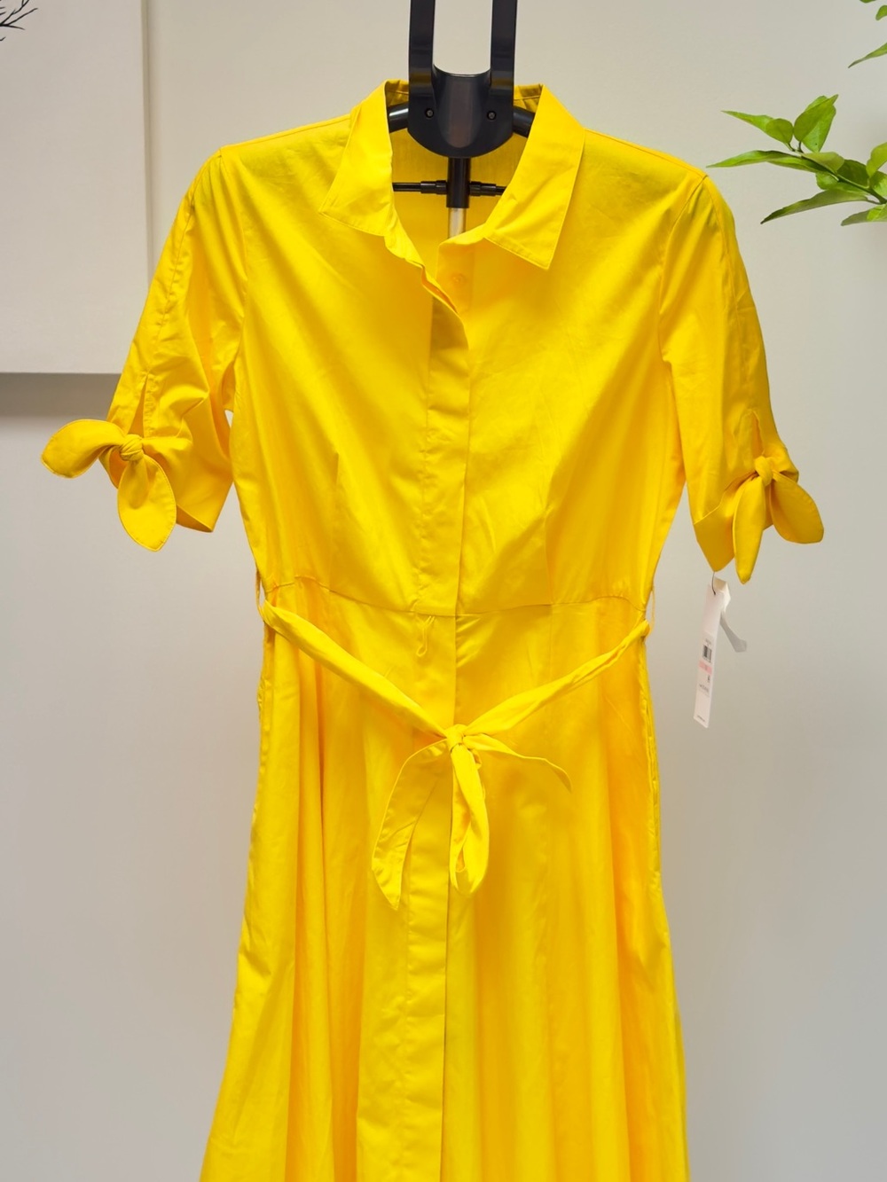 Calvin Klein Yellow Tie-Waist Shirt Dress size 10